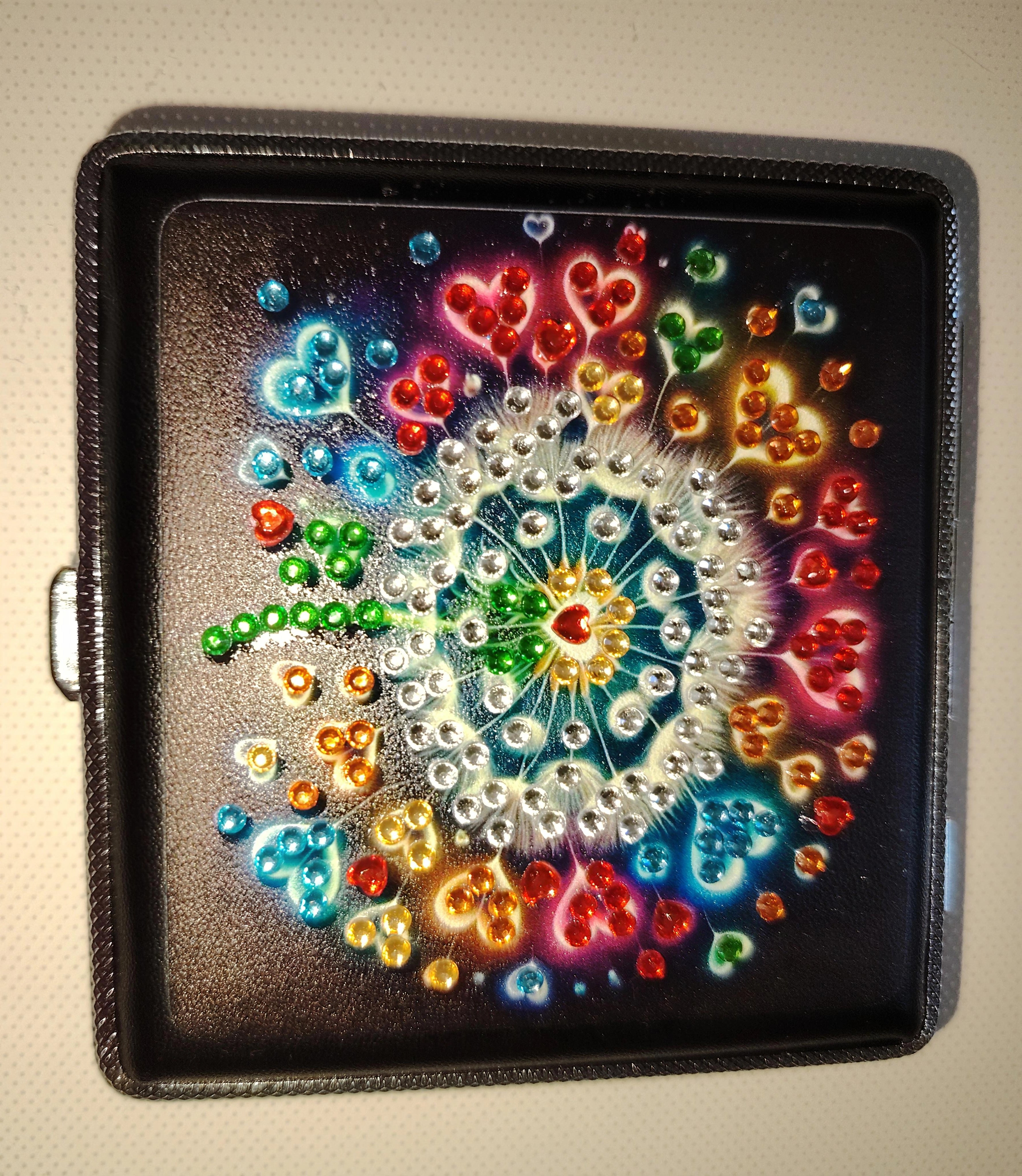 Étui Strass Mandala Cœurs Multicolores