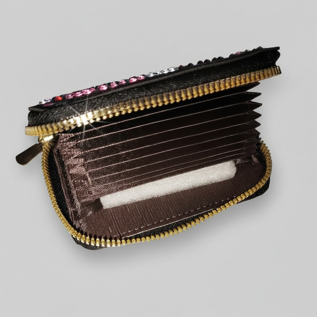 Porte-Cartes Accordéon Strass – Tigre Blanc & Cerisiers
